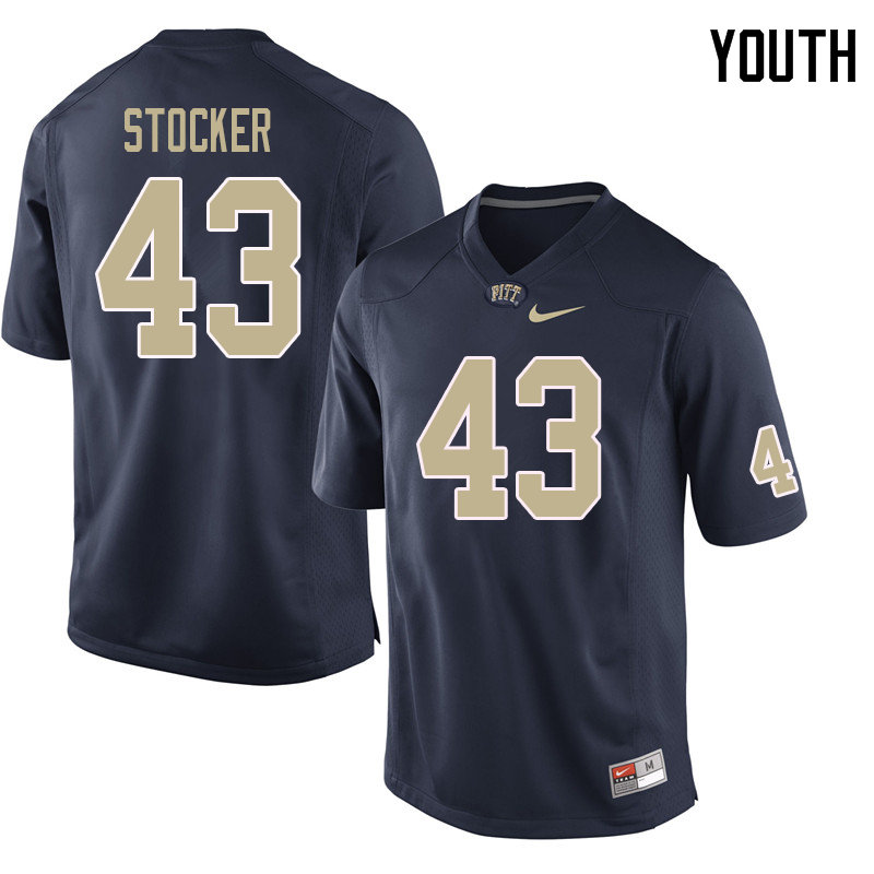 Youth #43 Jazzee Stocker Pittsburgh Panthers College Football Jerseys Sale-Navy